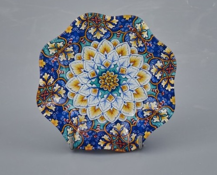 Regali e Bomboniere - Prodotti - Vetro Decorato - GLASS MAIOLICA COPPETTA ONDA PICCOLO VETRO DECORATO 19X19X4CM