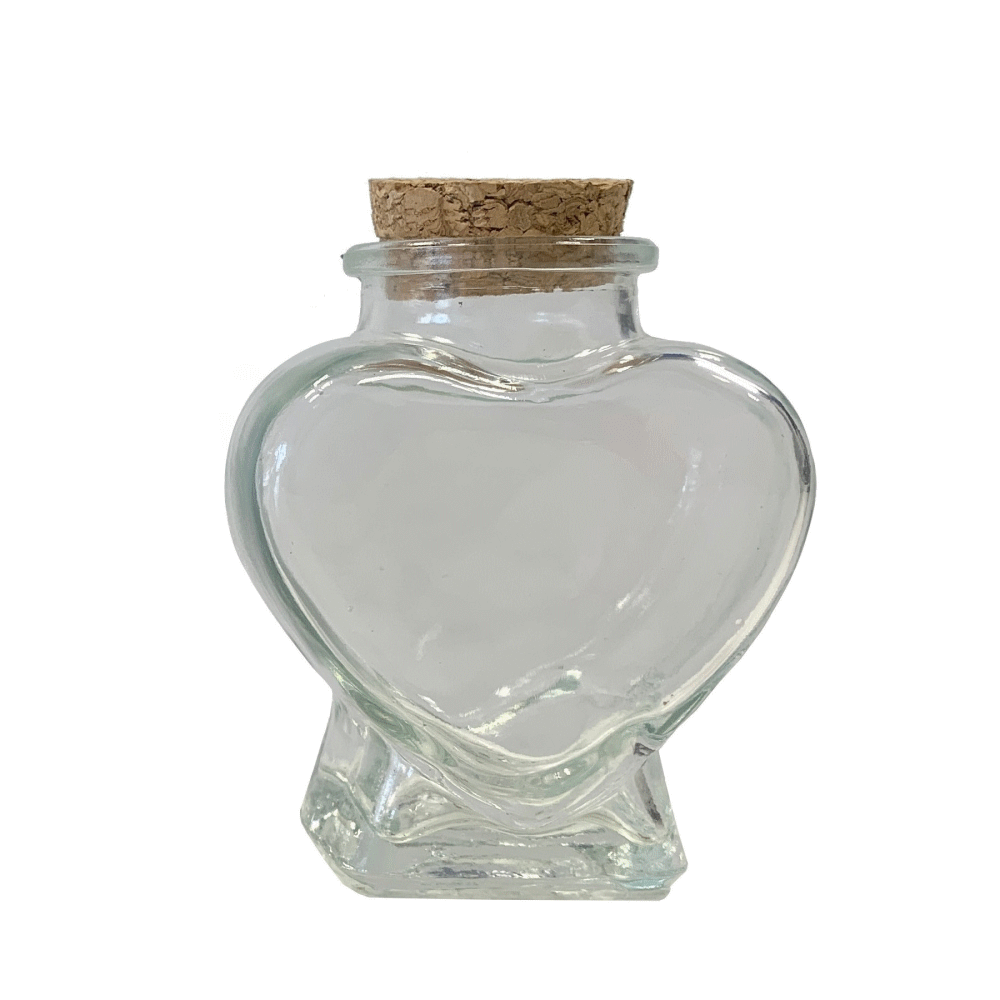 Regali e Bomboniere - Prodotti - Vetro Decorato - GLASS BOTTIGLIA CUORE 6,5CM H.9 