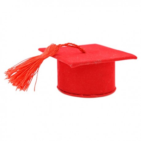 Regali e Bomboniere - Prodotti - Bomboniere Laurea - TOCCO LAUREA  7X7X4CM ROSSO VELLUTINO CON NAPPA 