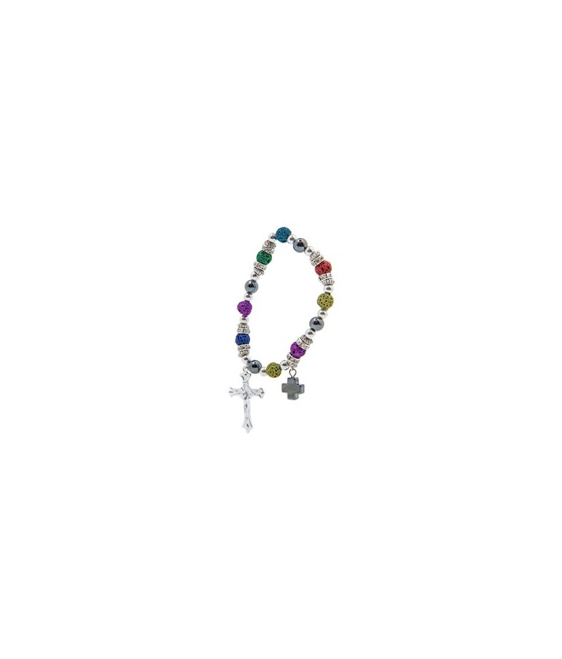 Regali e Bomboniere - Prodotti - Vangeli e Rosari - BRACCIALE CON GRAN COLORATI 13CM 