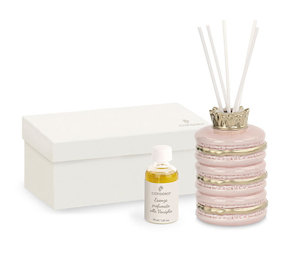 Regali e Bomboniere - Prodotti - Profumatori - PROFUMATORE 7X11CM MACARONS CON ESSENZA CON BOX 