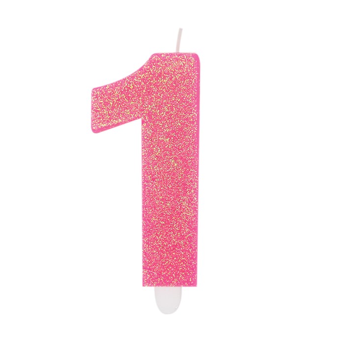 Regali e Bomboniere - Prodotti - Party e festa - Candelina numero 1 Fuxia Glitter 9 cm