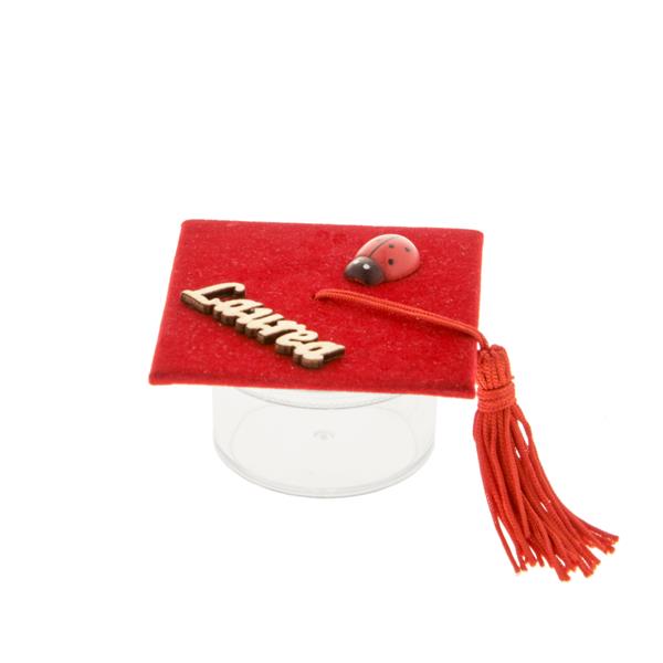 Regali e Bomboniere - Prodotti - Bomboniere Laurea - SCATOLINA LAUREANDO PLEX CON TOCCO E SCRITTA 7CM 