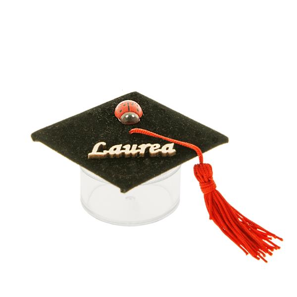 Regali e Bomboniere - Prodotti - Bomboniere Laurea - SCATOLINA PLEX LAUREANDO CON TOCCO E SCRITTA 7CM 
