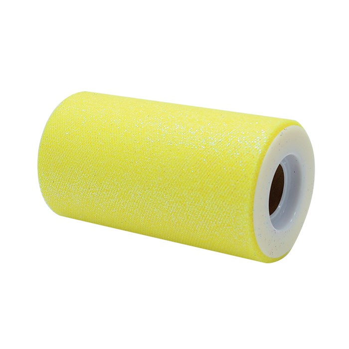 Regali e Bomboniere - Prodotti - Tulle e Organza - Rotolo Tulle 12,5 cm x 25 mt Giallo Glitter