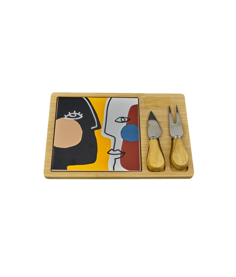 Regali e Bomboniere - Prodotti - Bomboniere Utili - -25X17X2CM- NAF TAGLIERE CON COLTELLINO E FORCHETTA PER FORMAGGIO 