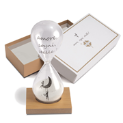 Regali e Bomboniere - Prodotti - Battesimo E Nascita - CLESSIDRA LUNA GRANDE H.13 CM CON BASE E BOX 
