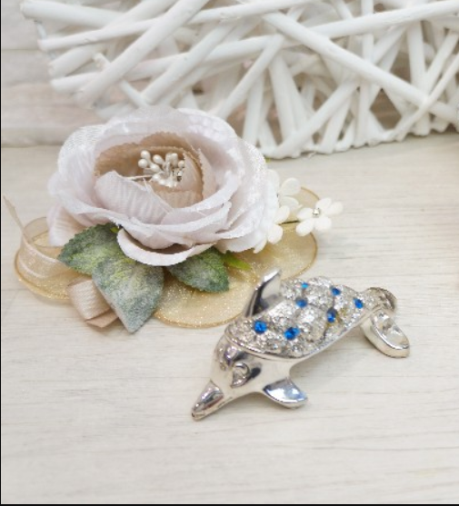 Regali e Bomboniere - Prodotti - OFFERTE DI GENNAIO - DELFINO STRASS BLU 8CM ARGENTO