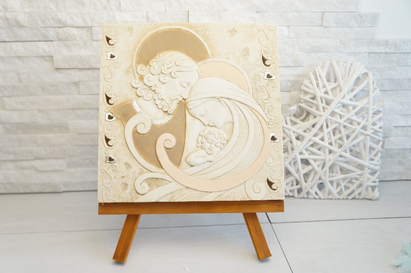Regali e Bomboniere - Prodotti - Matrimonio - SACRA FAMIGLIA CLASSIC ICONA 28CM CON STAND H36CM 