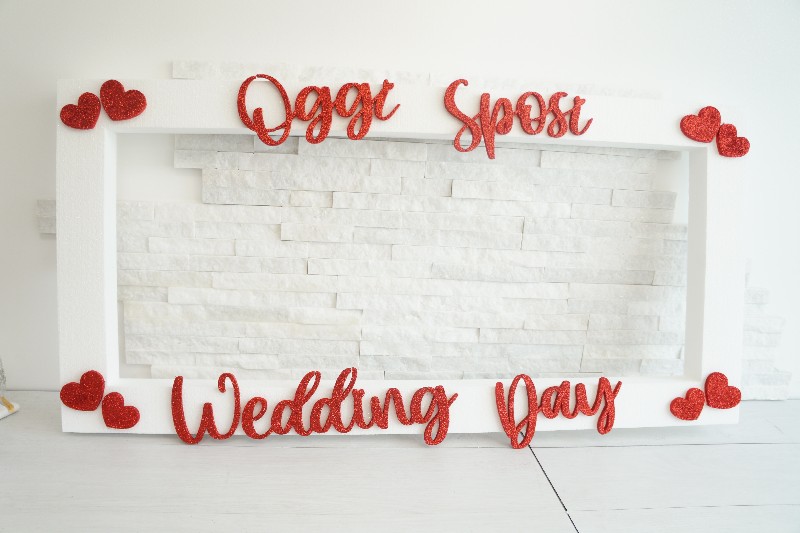 Regali e Bomboniere - Prodotti - Selfie polistirolo - CORNICE SELFIE 80X40CM WEDDING DAY OGGI SPOSI PERSONALIZZABILE 