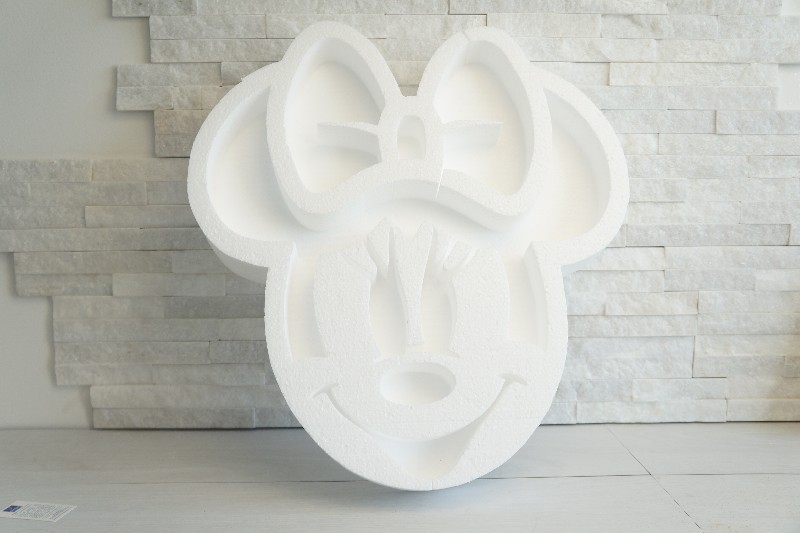 Regali e Bomboniere - Prodotti - Porta Confetti Polistirolo - MINNIE TOPOLINA CON INTERNO SAGOMATO 46X41X6CM (CIRCA) POLISTIROLO NATURALE BIANCO
