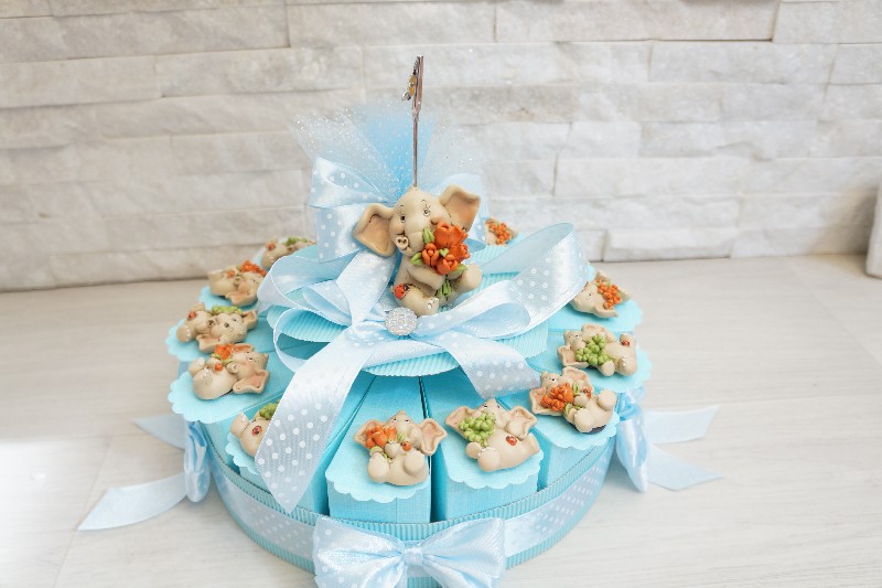 Regali e Bomboniere - Prodotti - Torta Bomboniera - MAGNETE ELEFANTE DEI FIORI ASSORTITO 4CM 