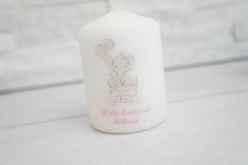 Regali e Bomboniere - Prodotti - Candele Personalizzate - CANDELA PERSONALIZZATA CON ELEFANTINO 8X6CM 