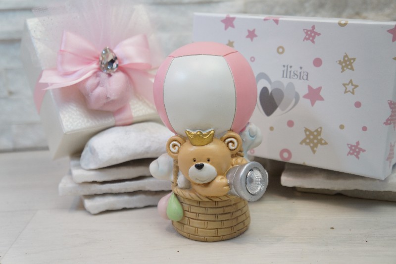 Regali e Bomboniere - Prodotti - Comunione e Cresima - CHILD ORSO LED ROSA H13CM RESINA CON BOX