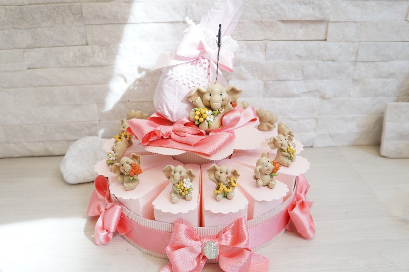 Regali e Bomboniere - Prodotti - Torta Bomboniera - MINI ELEFANTINO DEI FIORI ASSORTITI 3CM RESINA BASE ANCHE IN ALTRI COLORI SU RICHIESTA 