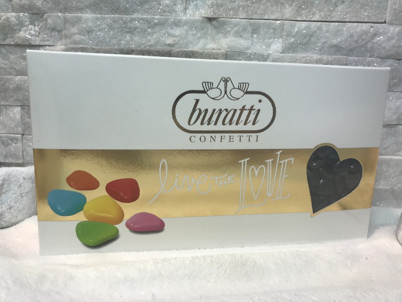 Confetti Buratti - Mini Confetti Neri Cuoriandoli Cuoricini Mignon 1kg  Buratti - Dolci Ricordi Bomboniere - Dettaglio prodotto