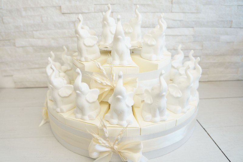 Regali e Bomboniere - Prodotti -  - TORTA ELEFANTI LED 10CM PORCELLANA 
