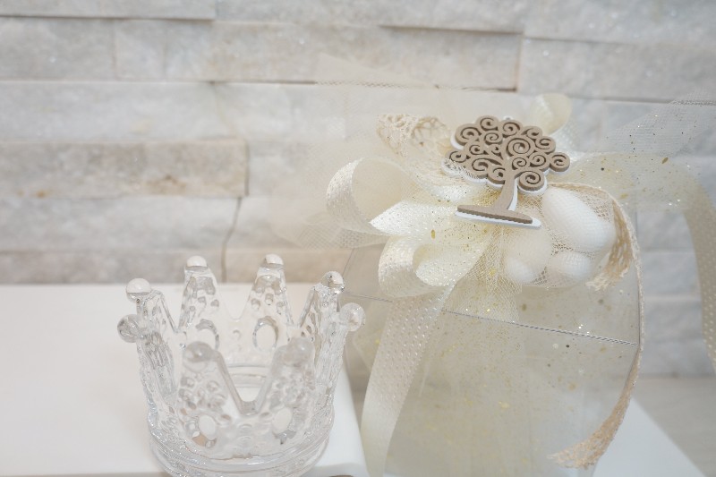 Bomboniera vasetto vetro con Corona ideali come bomboniera o Segnaposto  Battesimo compleanno Coroncina