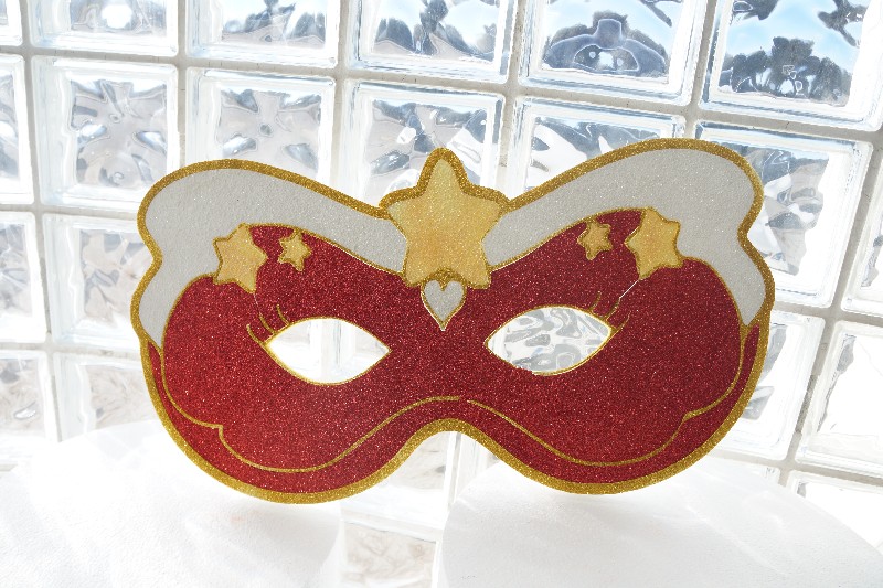 Regali e Bomboniere - Prodotti - Carnevale - MASCHERA CON STELLE POLISTIROLO COLORATO SOLO DAVANTI CON GLITTER 70X40CM 