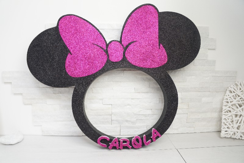 Regali e Bomboniere - Prodotti - Selfie polistirolo - SELFIE MINNIE COLORATA CON NOME 57X72CM PERSONALIZZABILE 