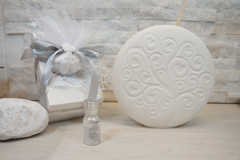 Regali e Bomboniere - Prodotti - Profumatori - PROFUMATORE ALBERO BIANCO 17,5X17,5X5CM CON KIT ESSENZA E BOX