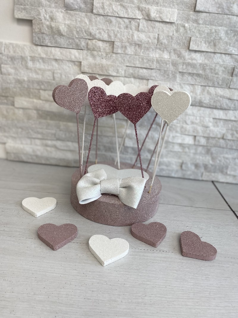Regali e Bomboniere - Prodotti - SEGNAPOSTO  - SEGNAPOSTO CUORE GLITTER COLORI A SCELTA 6CM + STECCHINO 