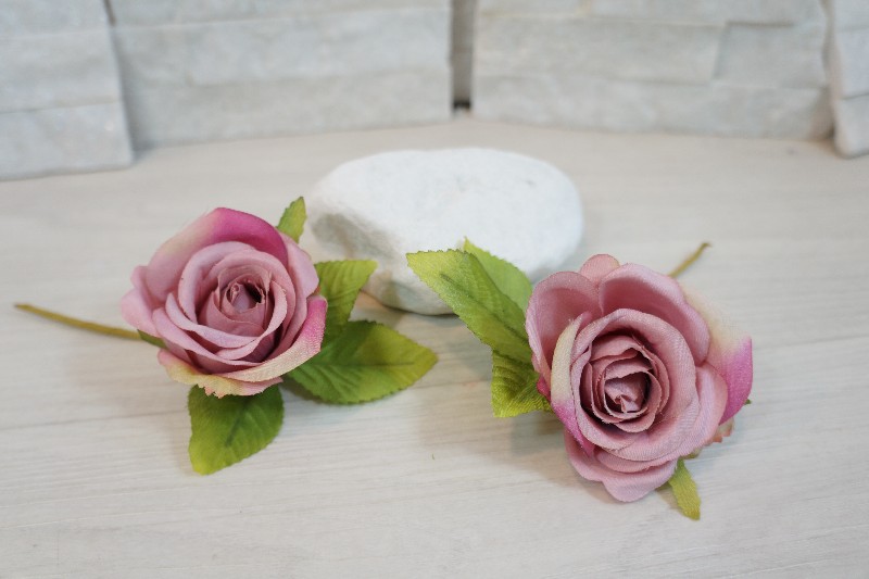 Fiori - Rosa Con Foglie 6cm Rosa Antico - Dolci Ricordi Bomboniere -  Dettaglio prodotto