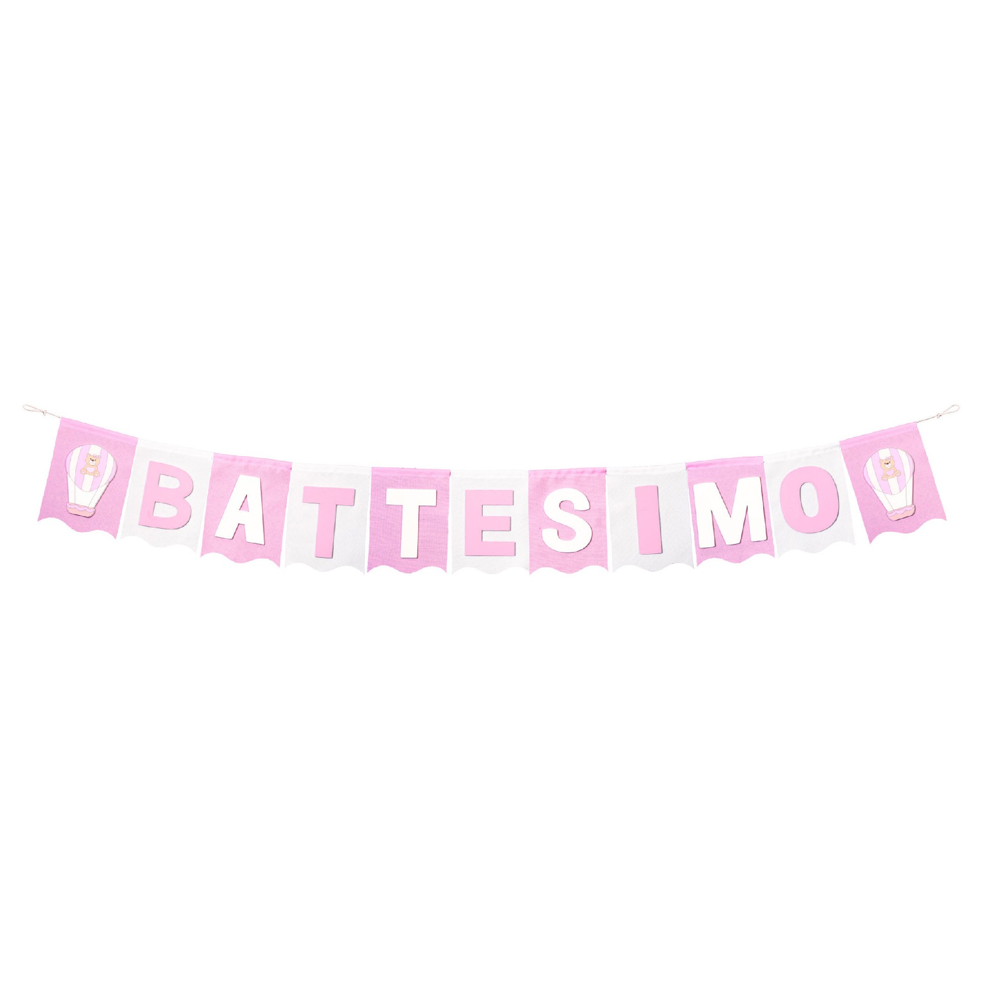 Regali e Bomboniere - Prodotti - TUTTO PARTY E FESTA - FESTONE BATTESIMO ROSA DA APPENDERE