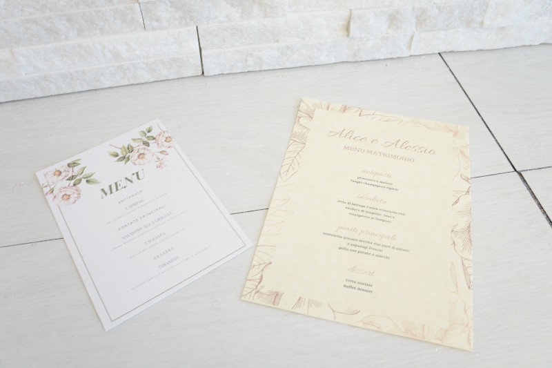 Regali e Bomboniere - Prodotti - PARTECIPAZIONI - MENU PERSONALIZZATI 21X14CM