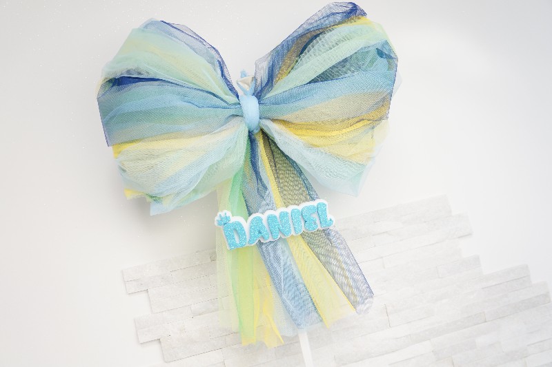 Regali e Bomboniere - Prodotti - FIOCCHI NASCITA  - FIOCCO NASCITA TULLE 50X55CM CON NOME PERSONALIZZATO