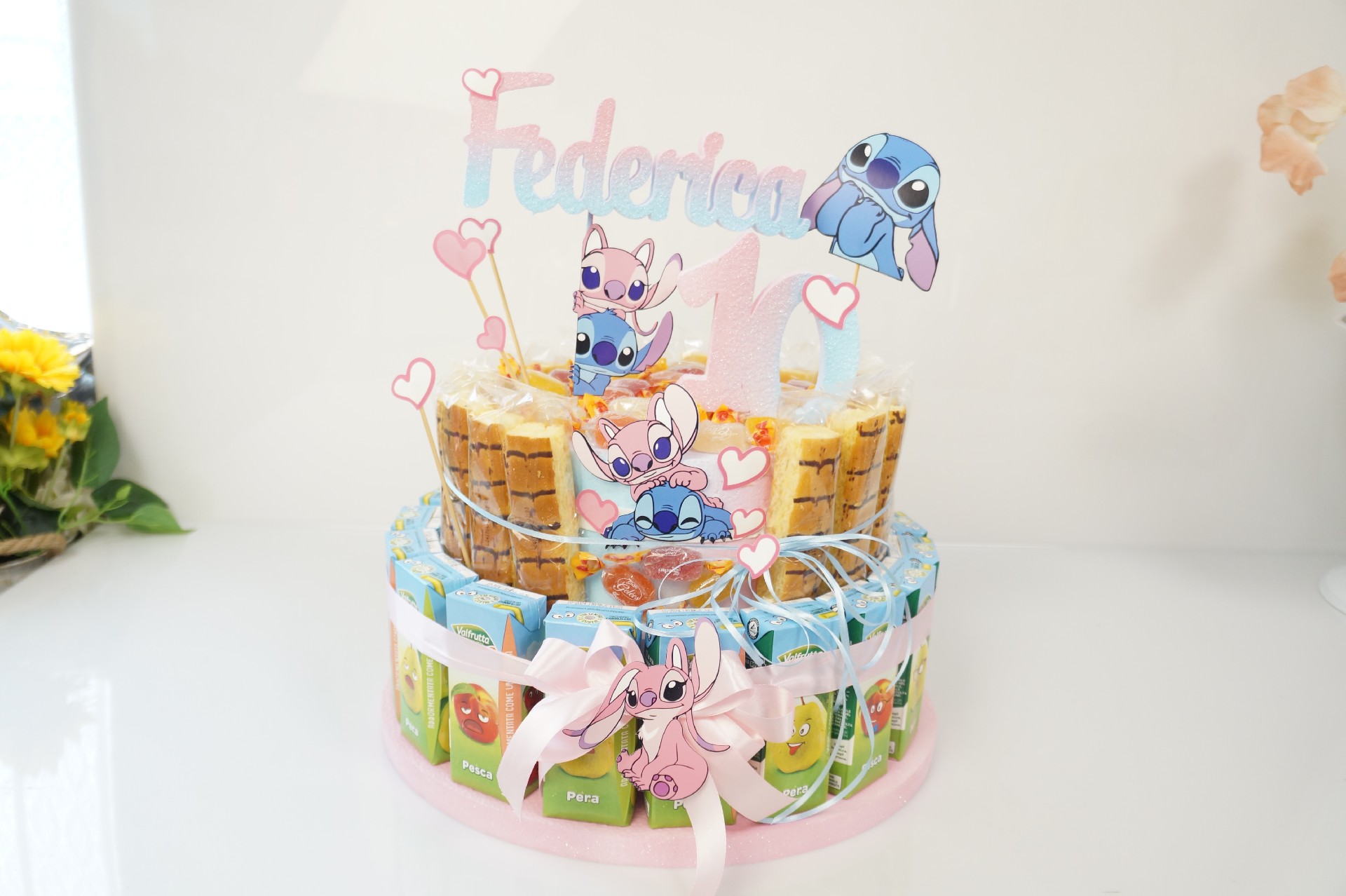 Regali e Bomboniere - Prodotti - TORTE MERENDA - TORTA 20 BAMBINI MERENDINA E SUCCO PERSONALIZZATA 