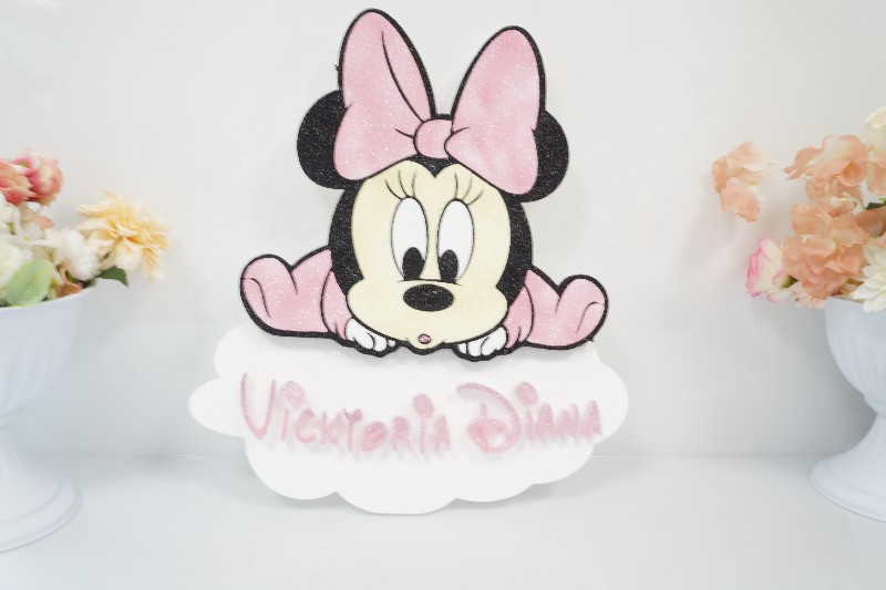 Regali e Bomboniere - Prodotti - FIOCCHI NASCITA  - MINNIE SU NUVOLA PERSONALIZZATA 55CM POLISTIROLO