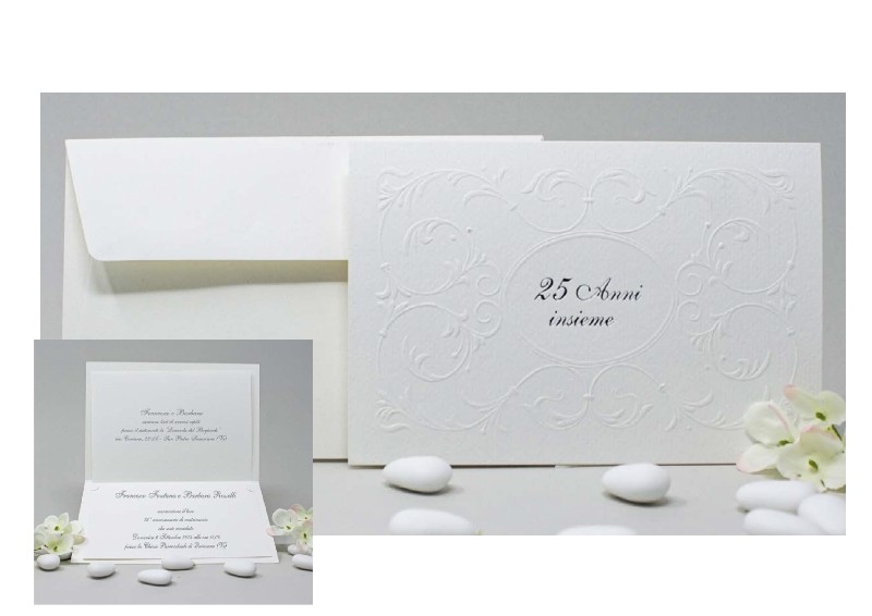 Regali e Bomboniere - Prodotti - PARTECIPAZIONI - PARTECIPAZIONE ANNIVERSARIO 25 ANNI 17X11CM CON BUSTA 