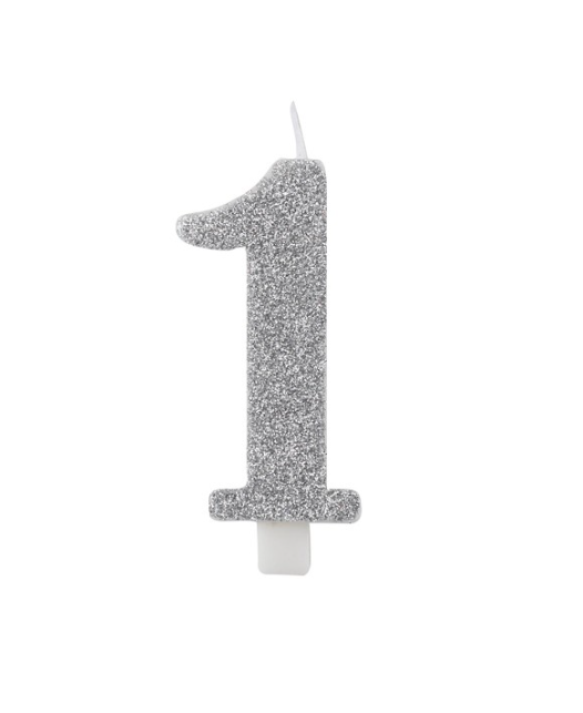 Regali e Bomboniere - Prodotti - Party e festa - CNDELINA GLITTER ARGENTO - 9.5CM - NUMERO 1