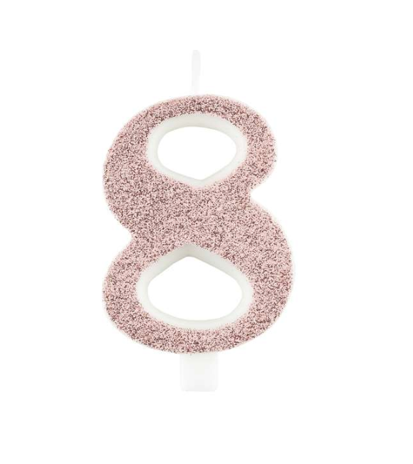 Regali e Bomboniere - Prodotti - Party e festa - CANDELINA GLITTER ROSA GOLD - 9.5CM - NUMERO 1