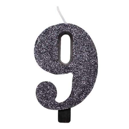 Regali e Bomboniere - Prodotti - Party e festa - CANDELINA GLITTER NERO - NUMERO 9