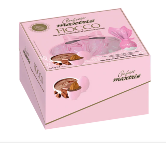 Regali e Bomboniere - Prodotti - CONFETTI MAXTRIS - Confetto Dolce Fiocco Maxtris ROSA 400gr