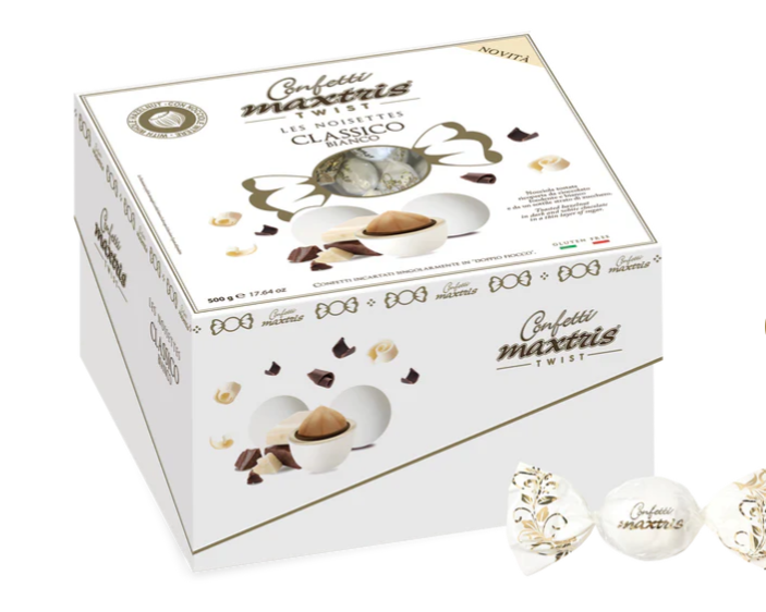 Regali e Bomboniere - Prodotti - CONFETTI MAXTRIS - Cadeaux TWIST NOISETTES BIANCHI 500g