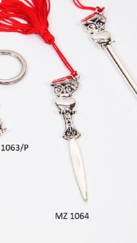 Regali e Bomboniere - Prodotti - Bomboniere Laurea - TAGLIACARTA GUFO 9CM METALLO SMALTATO CON NAPPINA
