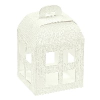 Regali e Bomboniere - Prodotti - Scatoline PORTA CONFETTI - 55X55X60MM LANTERNA  TELA BIANCO + TRASPARENTE INTERNO *200