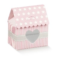 Regali e Bomboniere - Prodotti - Scatoline PORTA CONFETTI - 60X40X70 ROSA CASETTA STAR 