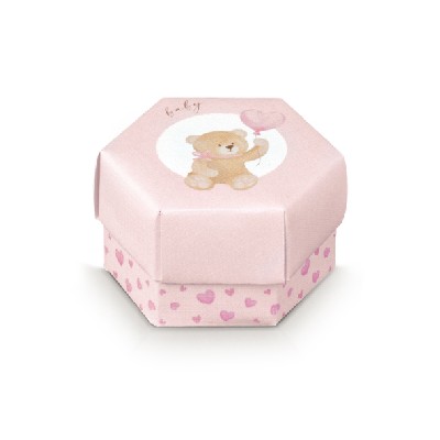 Regali e Bomboniere - Prodotti - Scatoline PORTA CONFETTI - ESAGONO PORTACONFETTI ORSO