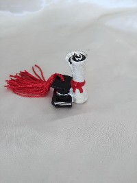 Regali e Bomboniere - Prodotti - Bomboniere Laurea - DIPLOMA LAUREA TOCCO 4.5 CM ARGENTO E MADREPERLA CON NAPPINA