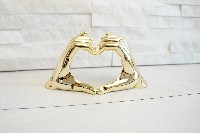 Regali e Bomboniere - Prodotti - MEMORY - MANI CUORE 16X9 ORO SENZA BASE CON BOX POLVERE DI MARMO