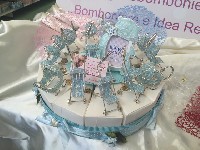 Regali e Bomboniere - Prodotti - OFFERTE DI GENNAIO - TORTA PASSEGGINI E CARROZZINE PERLINE CENTRO PORTAFOTO 15 PEZZI TOTALI