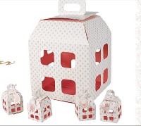 Regali e Bomboniere - Prodotti - Scatoline PORTA CONFETTI - 5X5X5CM  ASTUCCIO LANTERNA C/FARFALLE ROSA +TAG BATTESIM