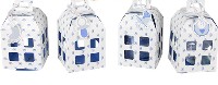 Regali e Bomboniere - Prodotti - Scatoline PORTA CONFETTI - 7X7X7 CM ASTUCCIO LANTERNA C/FARFALLE CELESTE +TAG BATTESIMO