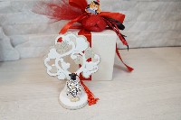 Regali e Bomboniere - Prodotti - Bomboniere Laurea - GUFO ARGENT. CON ALBERO DEI CUORI 5,5X12CM CON BOX
