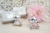 Regali e Bomboniere - Prodotti - OFFERTE DI GENNAIO - ORSETTO DEL CUORE ARGENTO LUXOR ROSA ASS. h4,5 cBOX 