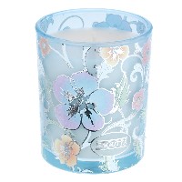 Regali e Bomboniere - Prodotti - Candele da regalo - BICCHIERE CON CERA PROFUMATA 150gr - Fiori azzurro Cannella
